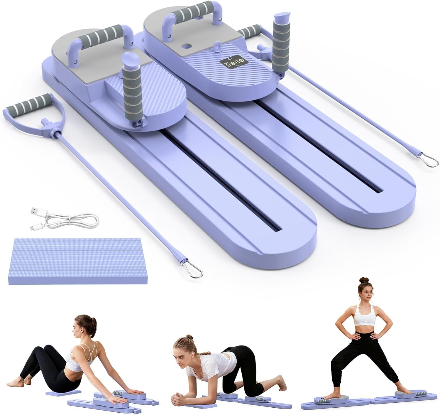IMAYCC Foldable Pilates Board Reformer Machine Set with Ab Roller Portable Multi-Functional Pilates Training Full Body Workout Equipment for Home