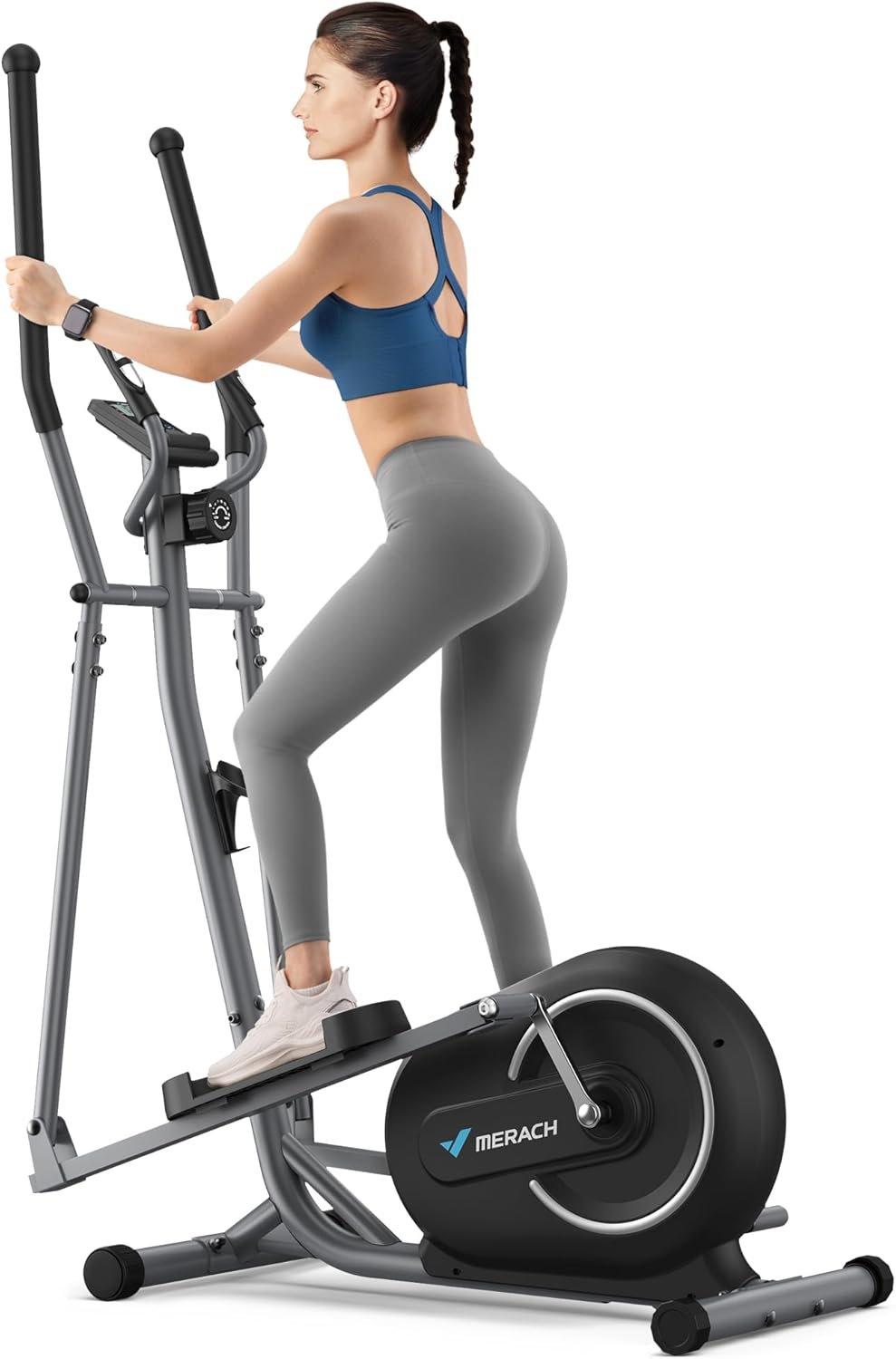 MERACH Elliptical Trainer For Home Use, Ultra-Quiet Compact Cross Trainer with 16 Levels of Magnetic Resistance, LCD Display, Pulse Sensors, Exclusive...