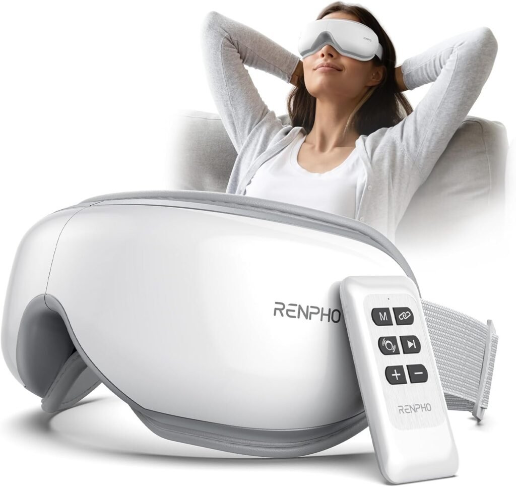 RENPHO Eyeris 1 Eye Massager with Heat, Heated Eye Massage Mask with Remote, Vibration and Bluetooth Music, Eye Mask for Sleeping, Dry Eyes, Christmas Gifts...