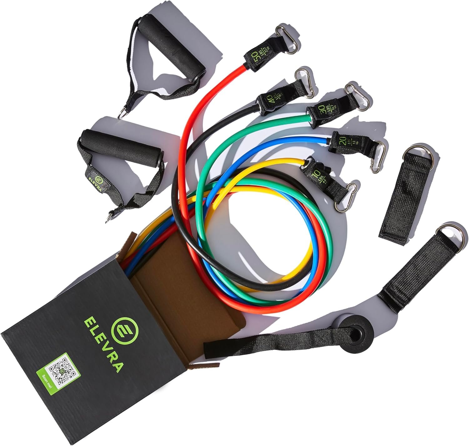 Resistance Bands Set Men Women, Exercise band – 5 TPE Exercise Bands with Handles, Door Anchor & Carry Bag – Latex-Free Exercise Equipment for Home Use