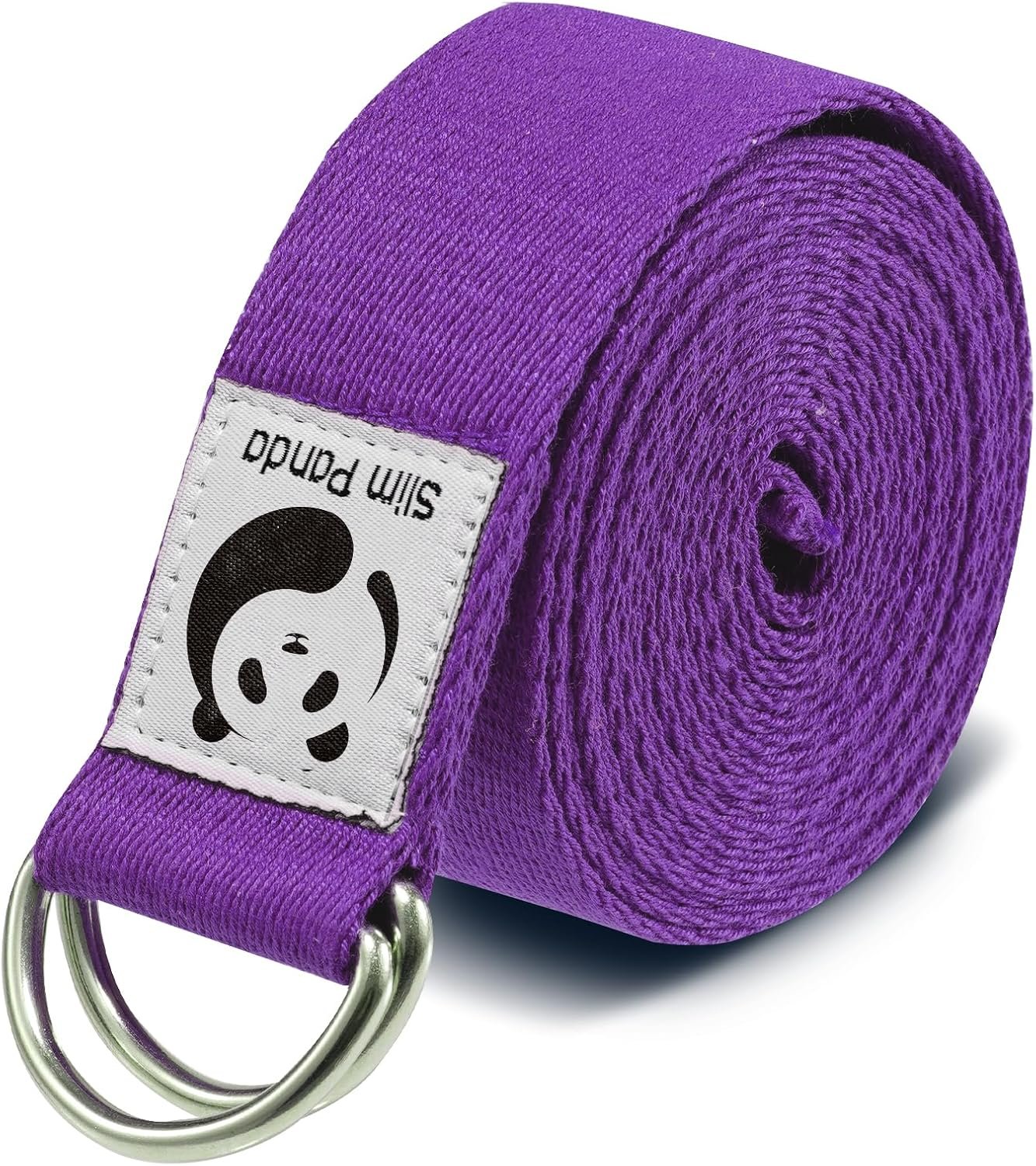 Slim Panda Yoga Belt Pilates Yoga Straps Stretch for Exercise Workout Dance, 1.8m & 2.5m Cotton Yoga Belt with Safety D Ring Buckles for Stretching,...