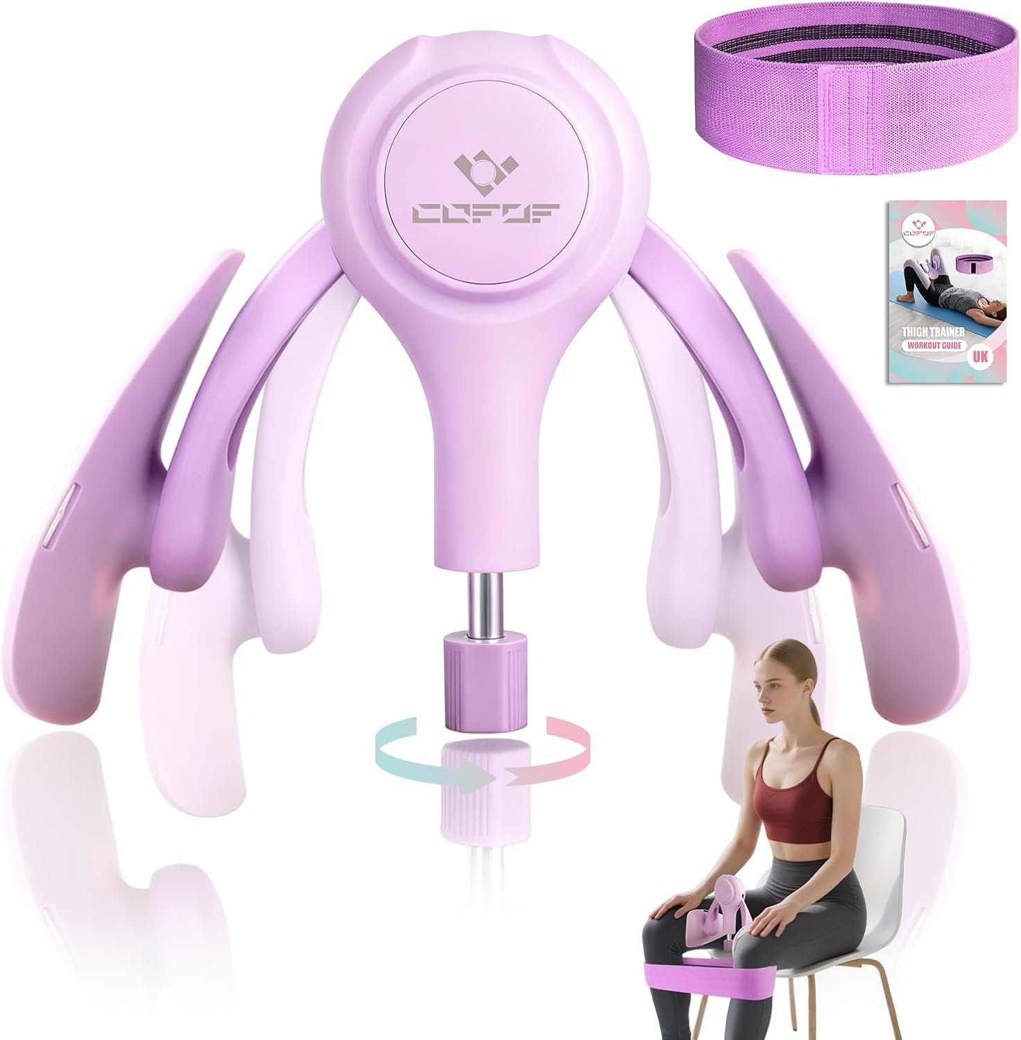 Thigh Trainer, 15-70lb Adjustable Enhanced Resistance Inner Thigh Trainer Exerciser for Women, Pelvic Floor Exercise Devices mit Fabric Band for Yoga,...