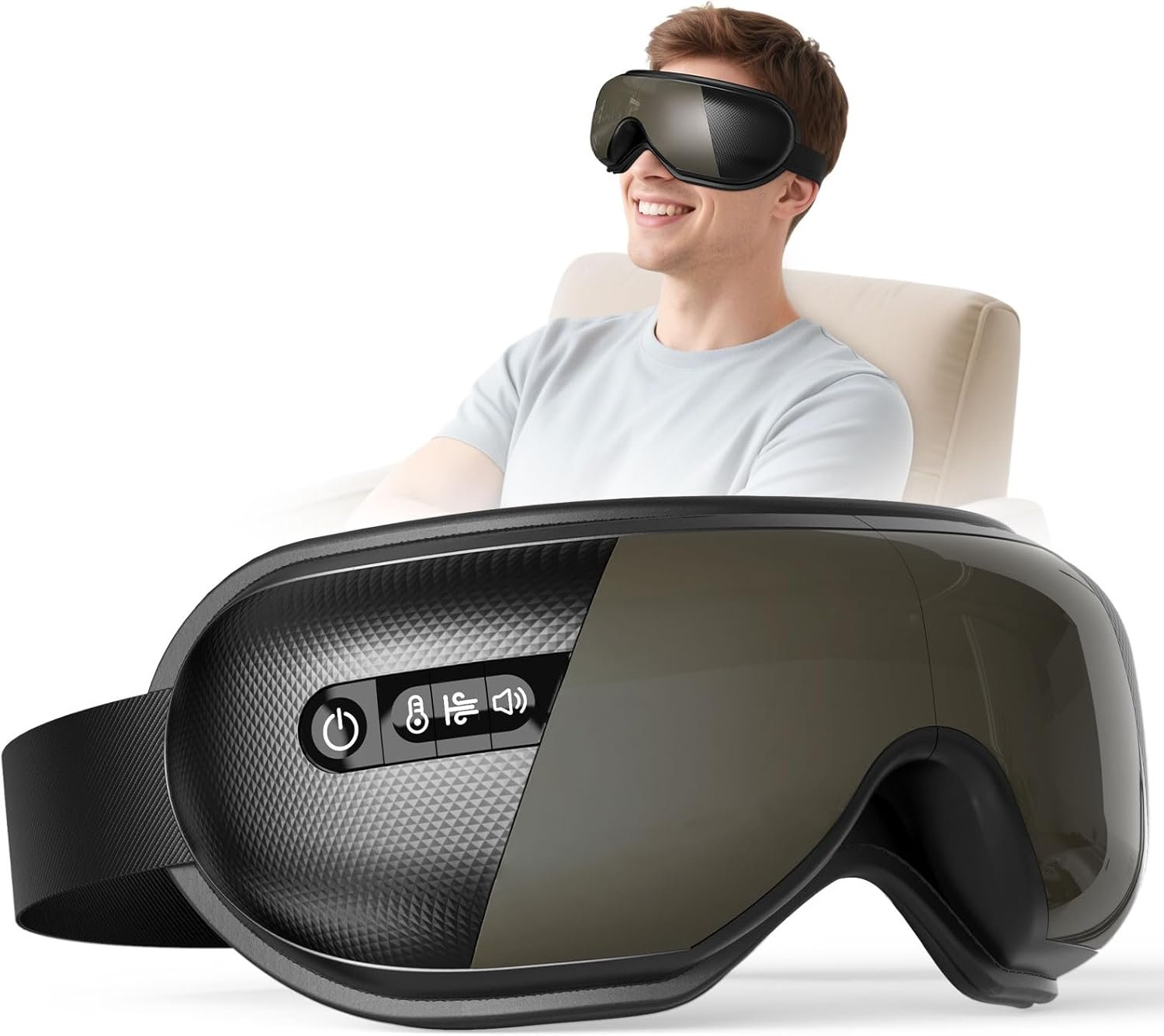 XJUGEZ Eye Massager with Heat & Bluetooth Music, 3 Heats 4 Modes 180° Foldable Upgraded Sleep Mask for Eye Strain Relief, Puffy Dry Eyes, Migraine...